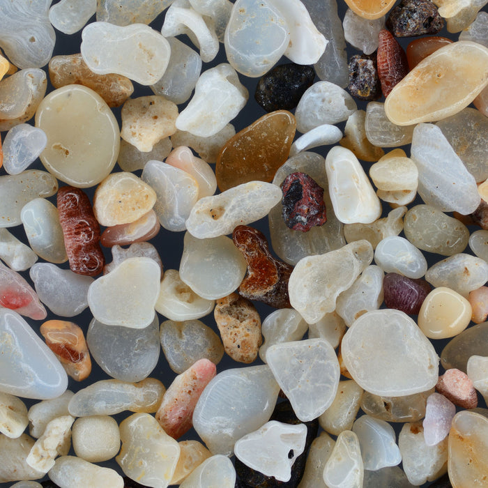 Looking at sand under a microscope